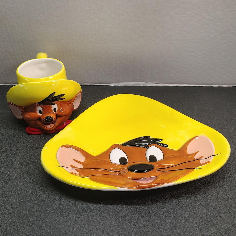 Applause Speedy Gonzales Mug and Plate Set Yellow Vintage 1994 Looney